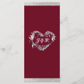 Harten & Monogram - Bourgondië / Zilveren bruiloft Menu (Achterkant)