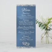 Harten, Monogram & Glitter - Blauwe bruiloft Menu (Staand voorkant)