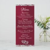 Harten, Monogram & Glitter - Bourgondische bruilof Menu (Staand voorkant)