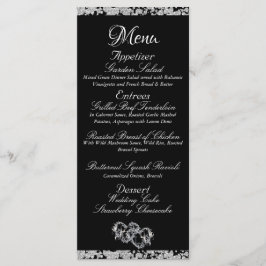 Harten, Monogram & Glitter - Zwarte bruiloft Menu