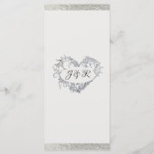 Harten & Monogram - Witte/Zilveren Bruiloft Menu (Achterkant)