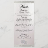 Harten & Monogram - Witte/Zilveren Bruiloft Menu (Voorkant)