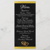 Harten & Monogram - Zwart/Goud Huwelijk Menu (Voorkant)