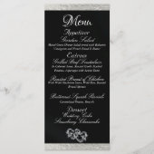 Harten & Monogram - Zwart/Zilver bruiloft Menu (Voorkant)