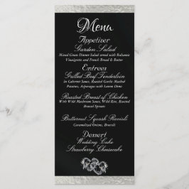 Harten & Monogram - Zwart/Zilver bruiloft Menu