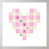 Harten Mozaïek Letter Puzzel met Aangepaste Naam Poster (Voorkant)
