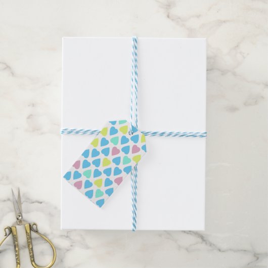 Harten multicolor cadeaulabel (Met Touw)