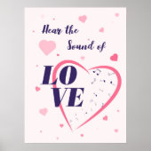 Harten, muzieknoten en typografische illustraties. poster (Voorkant)