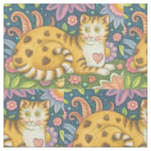Harten n' Stripes Tabby CAT FOLK ART FABRIC Stof (Close Up)