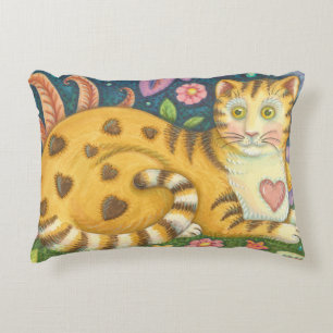Harten n' Stripes Tabby Folk Art Cat Pillow Accent Kussen