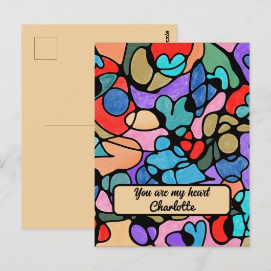 HARTEN NEUROGRAFISCHE DIGITALE WATERVERF BRIEFKAART (Voorkant / Achterkant)