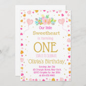 Harten of Valentijn Eerste Verjaardag uitnodiging  (Voorkant / Achterkant)