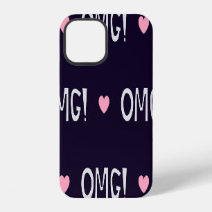 Harten, OMG-tekst, schattig patroon iPhone 12 Hoesje