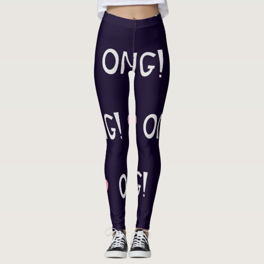 Harten, OMG-tekst, schattig patroon Leggings (Voorkant)