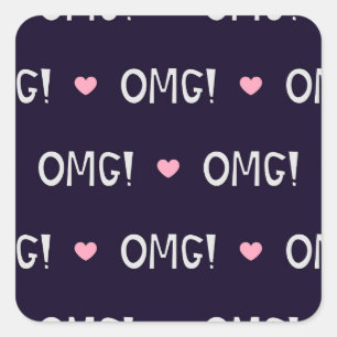Harten, OMG-tekst, schattig patroon Vierkante Sticker