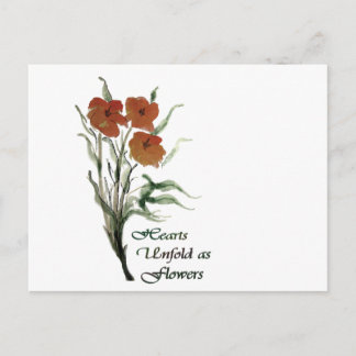Harten ontvouwen zich als bloemen briefkaart