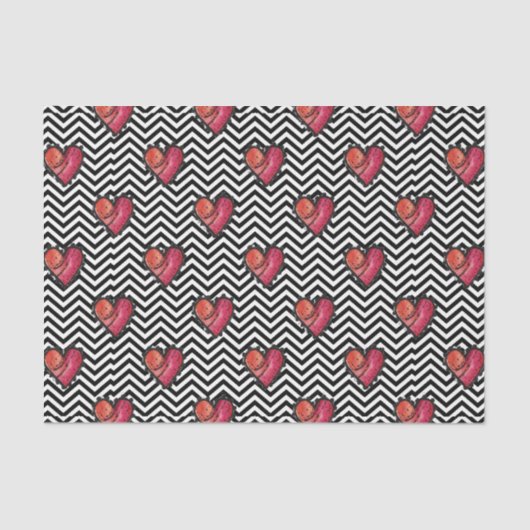 Harten (ontwerp 38 rode serie) tissuepapier (Voorkant)