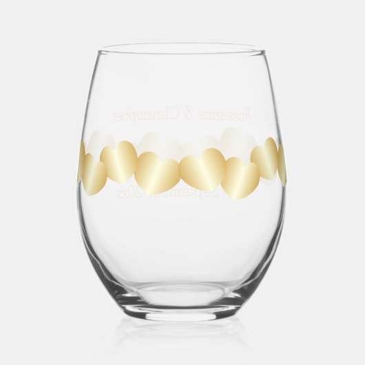 Harten Ontwerp Bruiloft Wijnglas Zonder Voet (Achterkant)