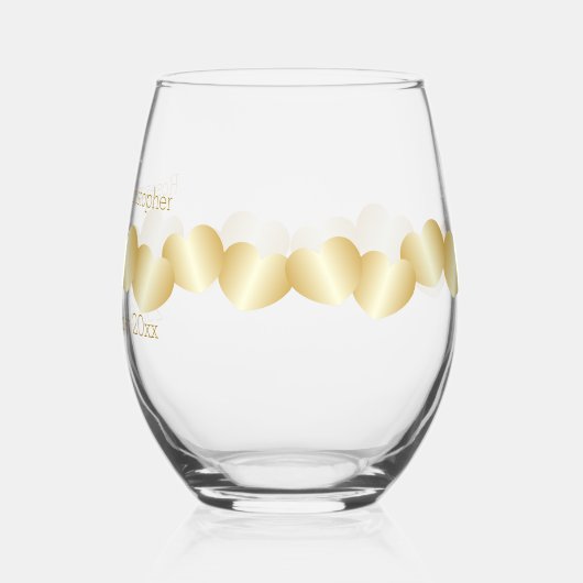 Harten Ontwerp Bruiloft Wijnglas Zonder Voet (Links)