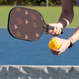 Harten Ontwerp Bruine Achtergrond Pickleball Paddl Paddle