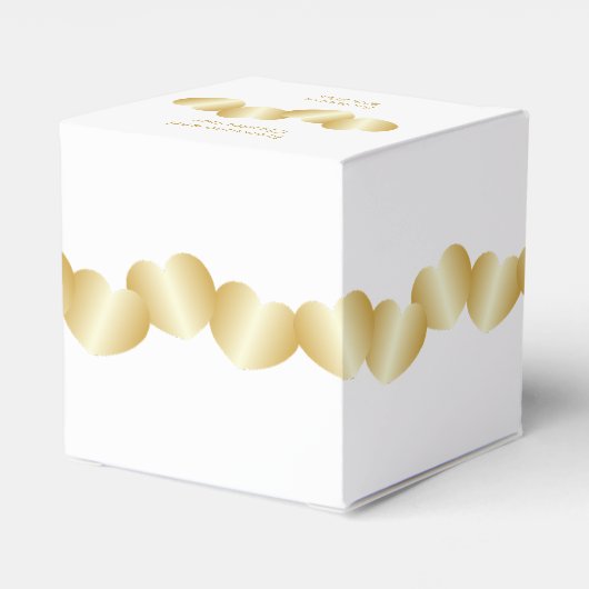 Harten Ontwerp Goudkleurige Bruiloft Bedankdoosjes (Achterkant)