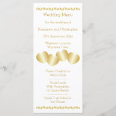 Harten Ontwerp Goudkleurige Bruiloft Menu (Voorkant)