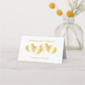 Harten Ontwerp Goudkleurige Bruiloft Plaatskaartje (Achterkant)