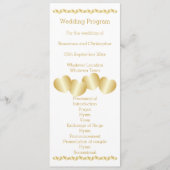 Harten Ontwerp Goudkleurige Bruiloft Programmakaart (Voorkant)