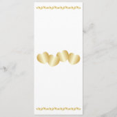 Harten Ontwerp Goudkleurige Bruiloft Programmakaart (Achterkant)