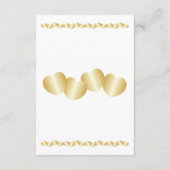 Harten Ontwerp Goudkleurige Bruiloft Receptie Informatiekaartje (Achterkant)