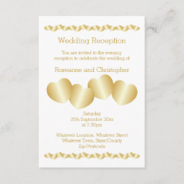 Harten Ontwerp Goudkleurige Bruiloft Receptie Informatiekaartje