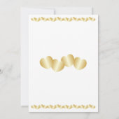 Harten Ontwerp Goudkleurige Bruiloft Uitnodiging (Achterkant)