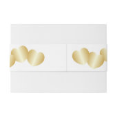 Harten Ontwerp Goudkleurige Bruiloft Uitnodigingen Wikkel (Achterkant Voorbeeld)