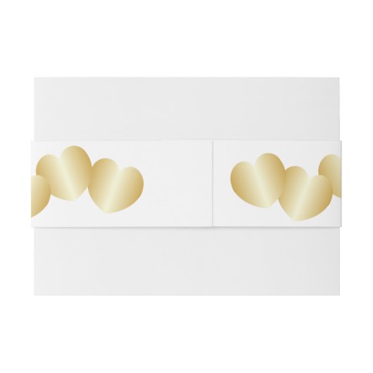 Harten Ontwerp Goudkleurige Bruiloft Uitnodigingen Wikkel (Achterkant Voorbeeld)