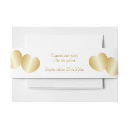 Harten Ontwerp Goudkleurige Bruiloft Uitnodigingen Wikkel