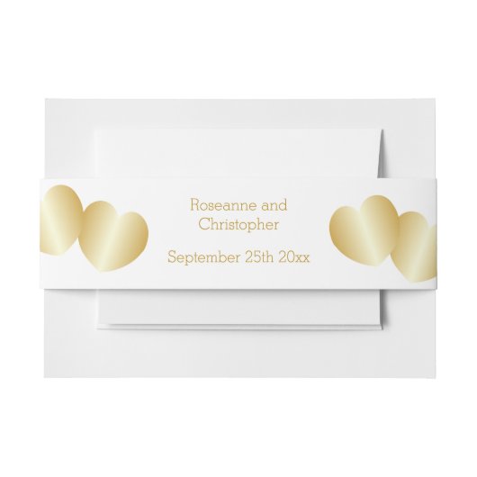 Harten Ontwerp Goudkleurige Bruiloft Uitnodigingen Wikkel (Voorkant Voorbeeld)
