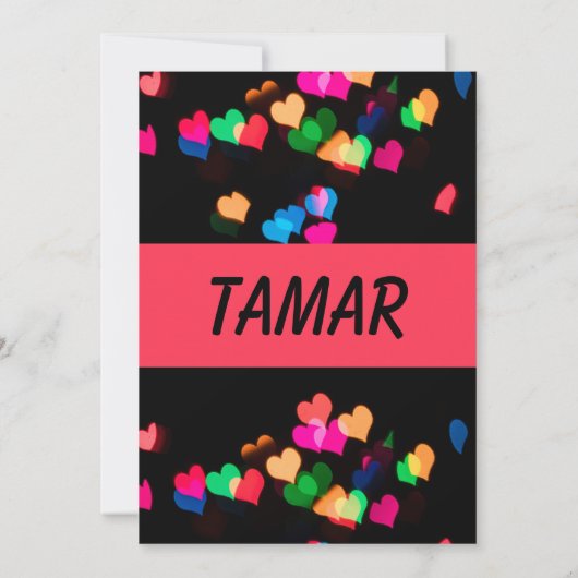 Harten op Black Invitation Kaart (Achterkant)