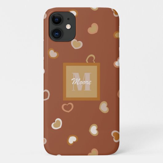 Harten op bruin in in bijtende aardtonen Case-Mate iPhone case (Achterkant)