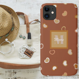 Harten op bruin in in bijtende aardtonen Case-Mate iPhone case