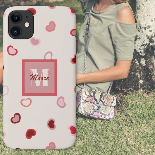 Harten op Cement Wit in Roze tot Rood Ombre Case-Mate iPhone Case