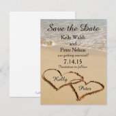 Harten op de Kust Strand Save the Date Kaart (Voorkant / Achterkant)