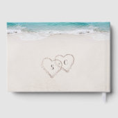 Harten op de zandstrandbruiloft gastenboek (Achterkant)