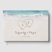 Harten op de zandstrandbruiloft gastenboek (Voorkant)