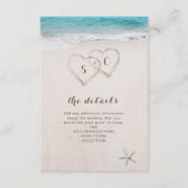 Harten op de zandstrandbruiloft informatiekaartje (Voorkant)