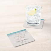 Harten op de zandstrandbruiloft kartonnen onderzetters (Insitu)