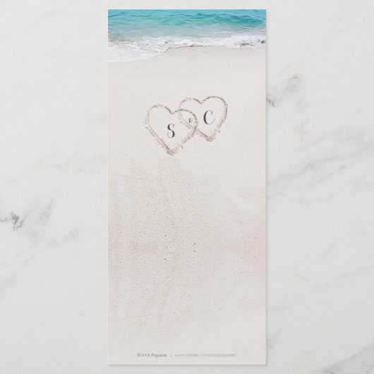 Harten op de zandstrandbruiloft menu (Achterkant)