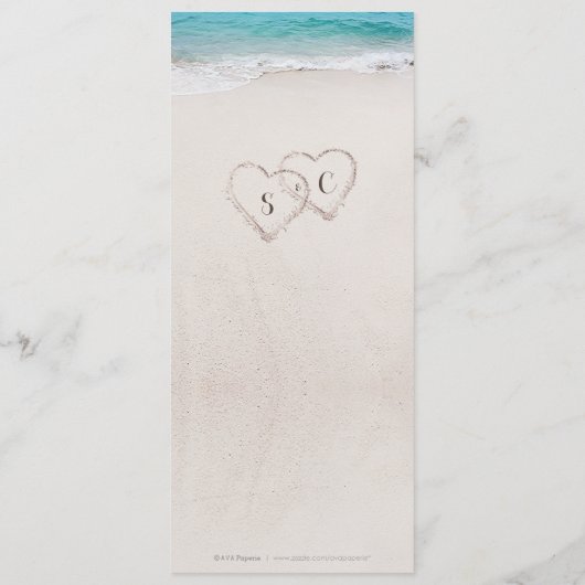 Harten op de zandstrandbruiloft menu (Achterkant)