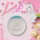 Harten op de zandstrandbruiloft papieren bordje (Feest)