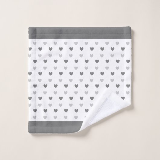 Harten op de zilvergrijze en witte doekset bad handdoek (Wasdoekje)