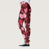 Harten op donkere rode achtergrond - voor Valentij Leggings (Links)